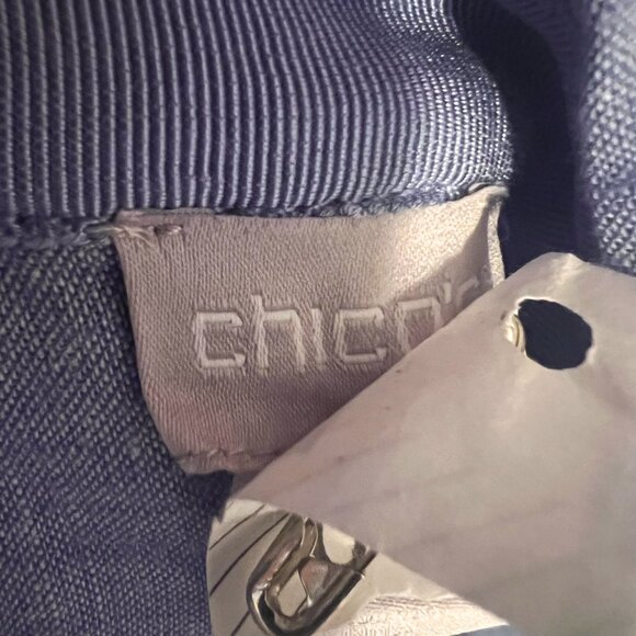 Chicos chambray denim Linen Blend Button Seam Maxi Dress size 2 - Picture 8 of 11